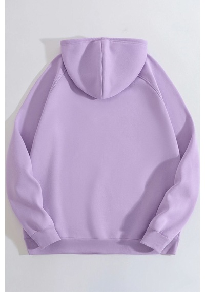 Uyguntarz Unisex California Baskılı Kapüşonlu Sweatshirt Lila