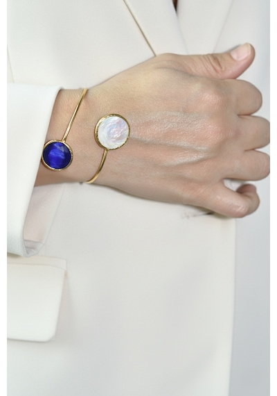 Kadir Jewellery 22 Ayar Altın Kaplama Ayarlanabilir İnci Bilezik Çok Renkli