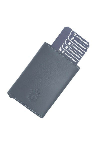 Ancora Leather Hakiki Deri Erkek Cüzdanı Mekanizmalı Gri 2704 Gri