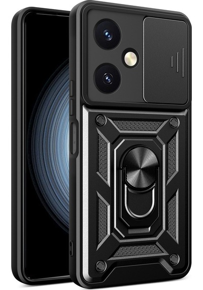 Vivo Y27 Uyumlu Kılıf Pars Lens Yüzüklü Silikon - Siyah