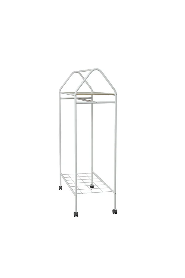 Tekerlekli Home Hanger Metal Askılık Ayaklı Askılık Beyaz
