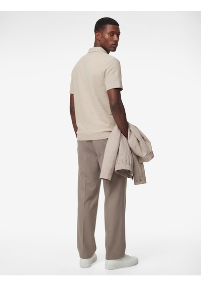 Koton Regular Fit Kısa Kollu Dokulu Pamuklu Polo Yaka Tişört Bej 6sam10078mk Ekru