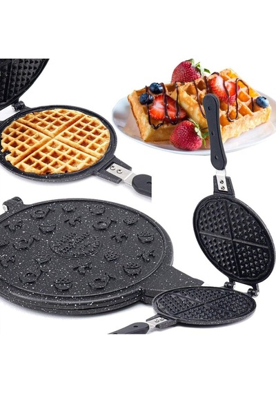 20cm Granit Döküm Waffle Tava Bakalit Sap 5639 Açık Bakır