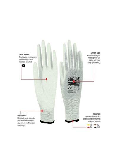 Starline E-42 Antistatik Pu Eldiven Beden 10 Numara