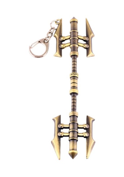 Lol Lux Çift Başlı Değnek Figürlü Bronz Metal Anahtarlık
