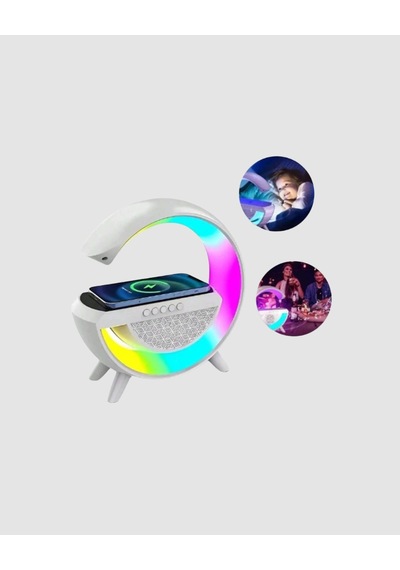 Hubrendy Tekno Rgb Işıklı Kablosuz Şarjlı Hoparlör Fm Radyolu Akıllı Gece Lambası