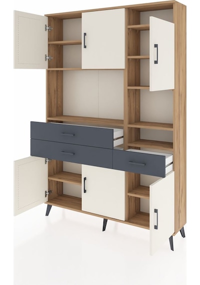Arges Dolap 10 Raflı 3 Çekmeceli 6 Kapaklı 132x30x195 Çam-aytaşı/antrasit Aytası/antrasıt Arges Dolap 10 Raflı 3 Çekmeceli 6 Kapaklı 132x30x195 Çam-aytaşı/antrasit Aytası/antrasıt