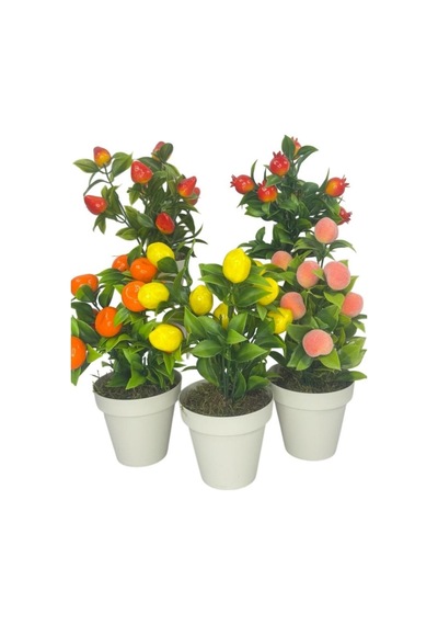 5li Set Yapay Çiçek Mini Saksıda Meyveler 20cm