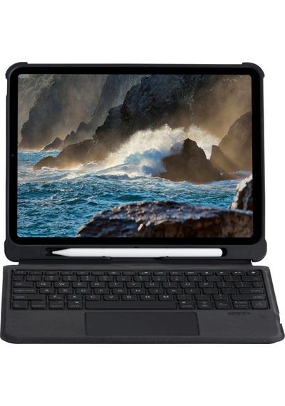 Apple T5209d İpad Uyumlu Pro 12.9 2021 Kılıf İnter Ledli Klavyeli Tablet Kılıfı - Siyah Arka Kapak