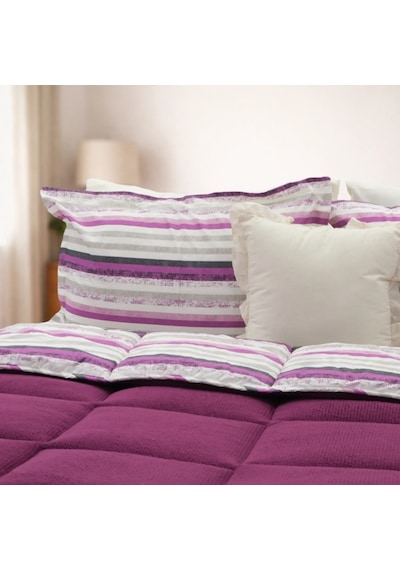 Sherpa Comforter Çift Kişilik Uyku Seti - Mürdüm