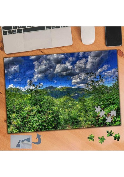 Gökyüzü Altında Yeşil Ağaçlar 240 Parça Puzzle Yapboz Tablo-806