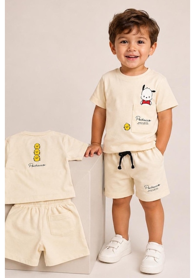 Monila Erkek Çocuk Pamuklu Bisiklet Yaka Baskılı Cep Detaylı T-shirt Ve Şort Alt Üst Takım Taş Monila Erkek Çocuk Pamuklu Bisiklet Yaka Baskılı Cep Detaylı T-shirt Ve Şort Alt Üst Takım Taş