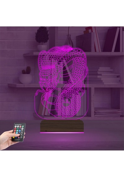 Luvivia Yılan Tattoo Tato Tasarım 3d Lamba - Masa Gece Lambası Şeffaf