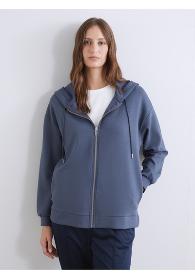 Lcw Everyday Antrasit Kapüşonlu Oversize Kadın Fermuarlı Sweatshirt