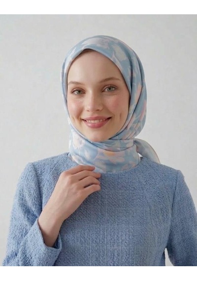 Bushu Peri Twill Eşarp Açık mavi