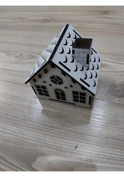 Lavanta Tasarım Işıklı Büyük Dekoratif Ev 5 Beyaz
