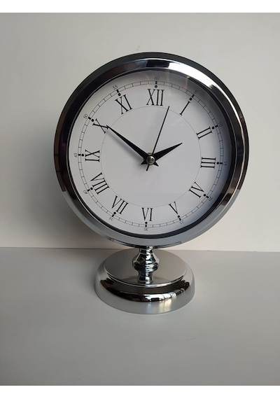 Krom Renkli Metal Ofis Salon Masa Saati 25*20 cm C1