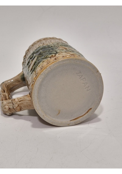 Vintage Tankart Kabartmalı İnsan Ve Doğa Tasfirli Alman Seramik Bira Bardağı 11,8cm 004