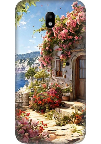 Samsung Galaxy J5 Pro Uyumlu Çiçekli Ev Desenli Silikon Kılıf