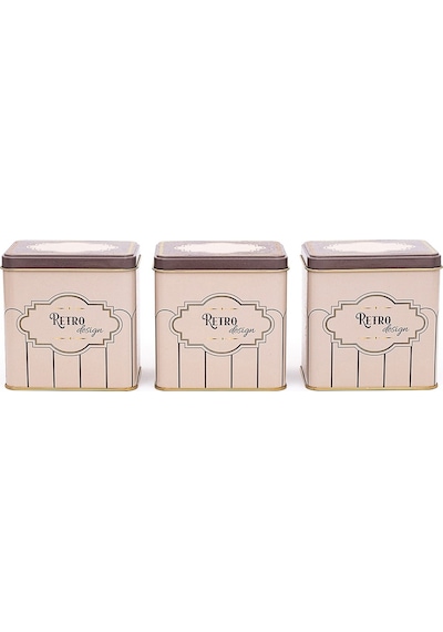 Retro Desenli Dikdörtgen Saklama Kabı 3 Lü Set, 8 X 12 Cm Çok Renkli