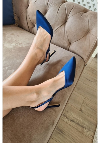 036 3110 Topukla Kadın Saten Stiletto Ayakkabı