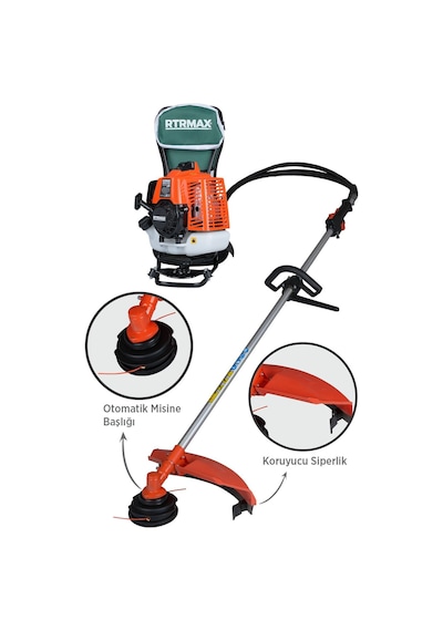 RTRMAX RTM9640 Benzinli Sırt Tipi Tırpan 63Cc 3.0Hp (Tırpan Bıçağı,Misina Başlığı,Tırpan Testeresi Hediye)