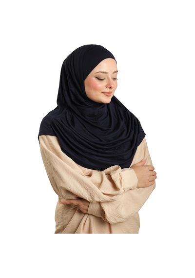 Hürrem Bone Lacivert Pratik Hazır Geçmeli Tesettür Eşarp Viskon Boneli Büyük Boy 1290bv 02 lacivert