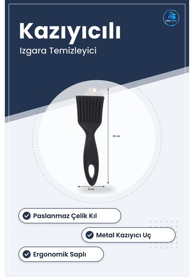 Kazıyıcılı Mangal Fırçası Paslanmaz Çelik Kıllı Izgara Temizleyic
