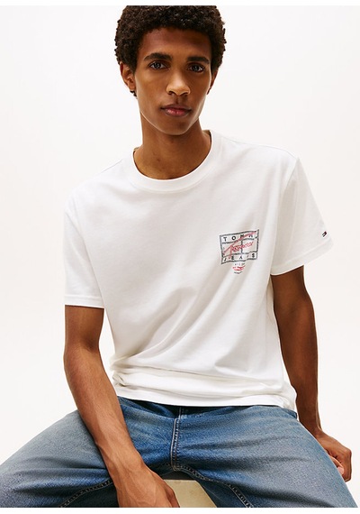 Tommy Hilfiger Tjm Regular Fit Ekru Pamuklu Erkek T-shirt-12261 Beyaz