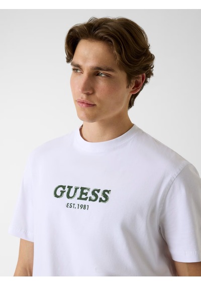 Guess M6gı16k3032 Cn Ss Guess Logo Con Erkek Tişört Beyaz