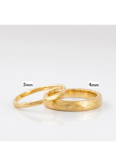S'82 925 Ayar 2 Mm Altın Kaplama Dövme Hammered Gümüş Yüzük Bzs82