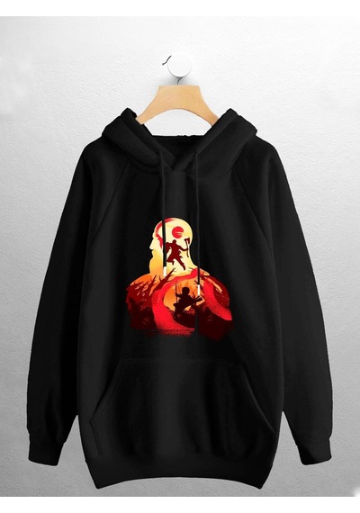 Macklin Unisex God Of War Kratos Atreus Baskılı Sweatshirt Siyah Mck0784 Siyah