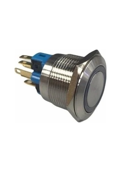 Swion 22mm Led'li Metal Buton Yaylı Yeşil Led