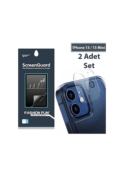 Gor Apple iPhone Uyumlu 13 /13 Mini Best Full Tempered Cam Kamera Koruyucu 2adet Set - 5775