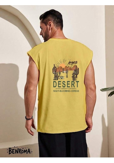 Desert Baskılı Kolsuz Tişört Sari