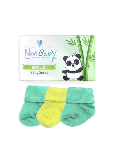 Novibaby 3'lü Bambu Yenidoğan Bebek Çorabı I Sunrise I 0-6 ay "Karışık Renkli"