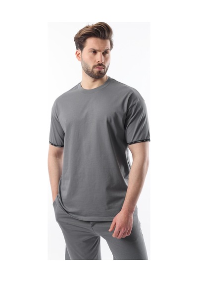 Madmext Füme Basic Erkek Şort T-shirt Takımı E7307 Füme