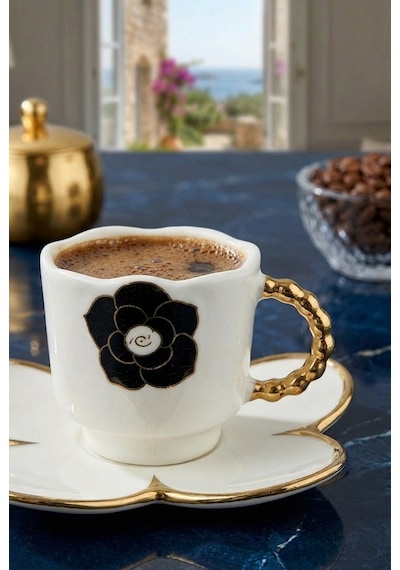 Acar Charlotte 6 Kişilik Kahve Fincanı Takımı 90 Ml 09363 Siyah