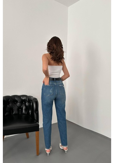 Alemdarshop Mavi Lazer Kesim Jeans Pantolon