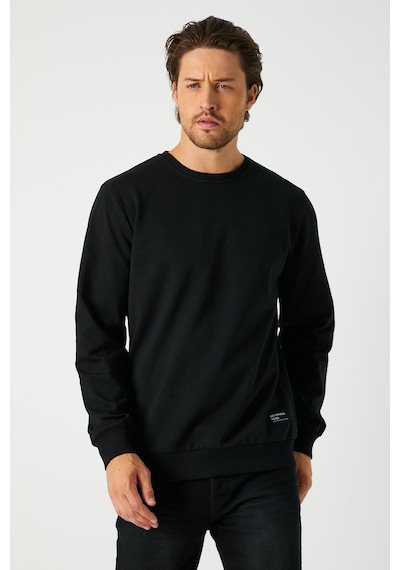 Metalic Erkek Siyah Basic Bisiklet Yaka Sweatshirt Sıyah