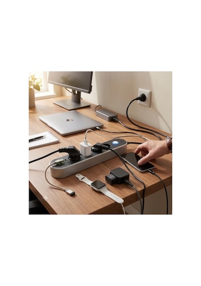 3 Usb Portlu Uzatma Priz, 3 Metre Kablolu Ve Akıllı Şarj
