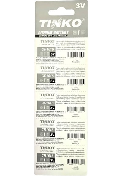 Tinko CR1616 3 V Blister Lityum Pil 5'li