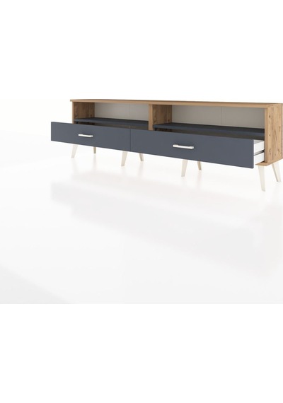 Arges Tv Ünitesi 2 Raflı 2 Çekmeceli 176x30x51 Çam-antrasit/antrasit Antrasıt/antrasıt Arges Tv Ünitesi 2 Raflı 2 Çekmeceli 176x30x51 Çam-antrasit/antrasit Antrasıt/antrasıt
