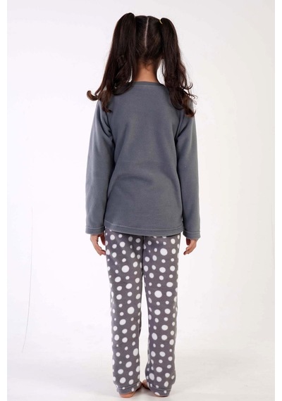 Kız Çocuk Polar Uzun Kol Gri Pijama Takımı C3t0n3o176 001