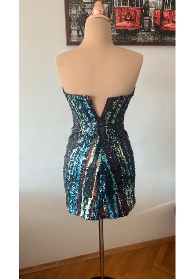 Chica Rosa Fashion Midnight Pullu Parti Elbisesi Çok Renkli