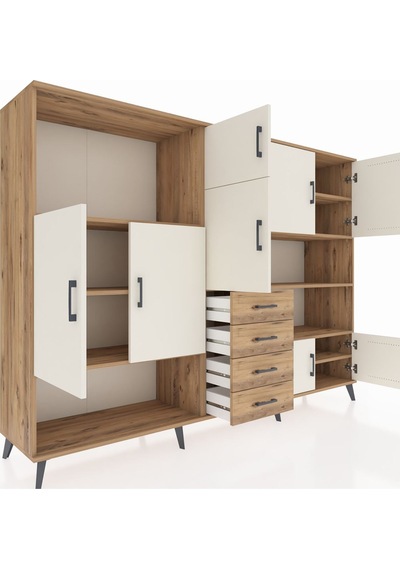 Hyperion Dolap 9 Raflı 4 Çekmeceli 8 Kapaklı 220x44x163 Çam-aytaş Çam-aytaşı/çam Hyperion Dolap 9 Raflı 4 Çekmeceli 8 Kapaklı 220x44x163 Çam-aytaş Çam-aytaşı/çam
