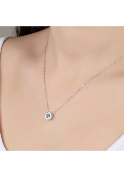 Swarovski Taşlı Gümüş Tektaş Kadın Kolye (518850545)