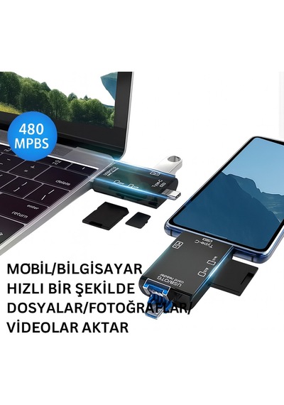 Çok Fonksiyonlu 6 In 1 Otg Kart Okuyucu Telefon -tablet Pc Uyumlu