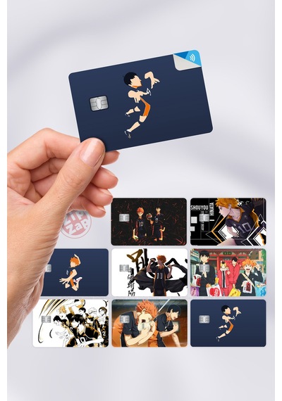 Haikyuu Kart Kaplama Sticker 8 Adet Çok Renkli