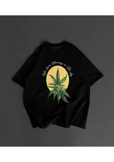 Zenna Tarz Ön Ve Arka Baskılı Oversize Bisiklet Yaka T-shirt- Siyah